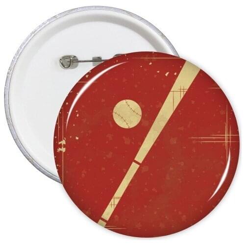 Sport Baseball Illustration Red Pattern Round Pins Badge Button Clothing Decoration 5pcs Gift