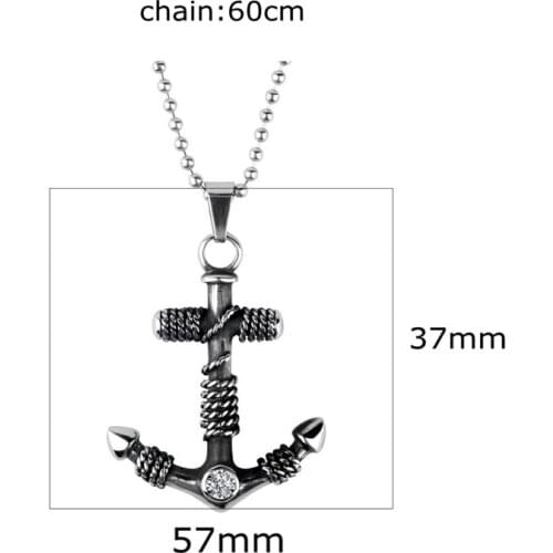 Cool fashion men women jewelry antique clear crystal anchor pendants necklaces