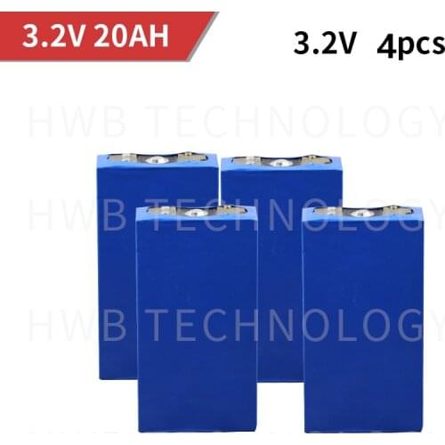 4pcs 3.2v rechargeable LiFePO4 battery 20Ah li-polymer cell for 12V 20A battery pack e-bike UPS Power convertor HID light