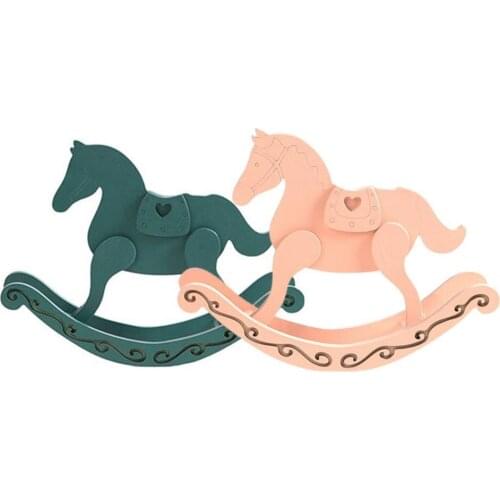 Lovely Rocking Horse Ornament Simple Home Decor Mini Handmade Crafts Wooden Horse Desktop Ornament for Home Crafts Gift