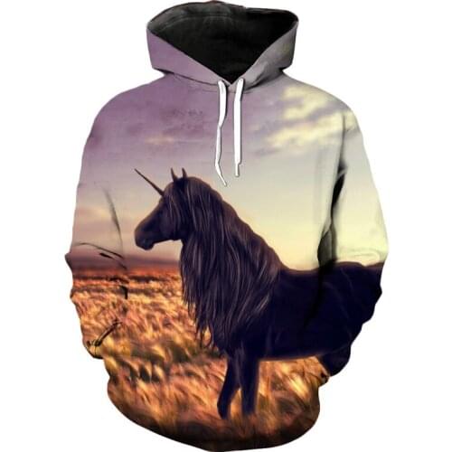Papertiger Grey Sky Golden Wheat Wave Horse Print Fashion 3D Hoodies