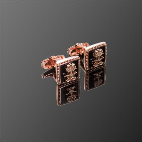 Vintage Pattern rose Golden Flower brand mens jewelry finger Cufflinks French Suits Buttons Geometric Wedding Cufflink