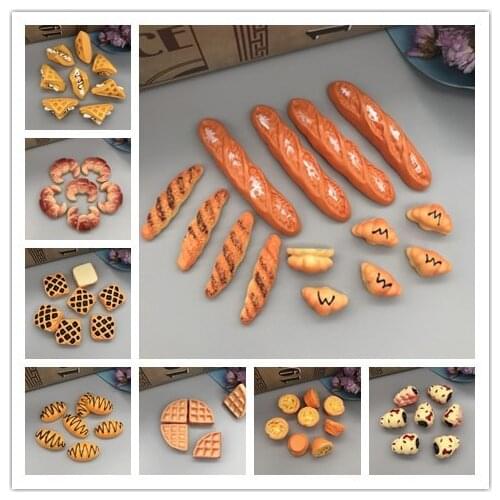 Set 10pcs,Resin Miniature Bread, Simulation food FlatBack Cabochon for Phone Decoration/Dollhouse. Crafts Making,lets start