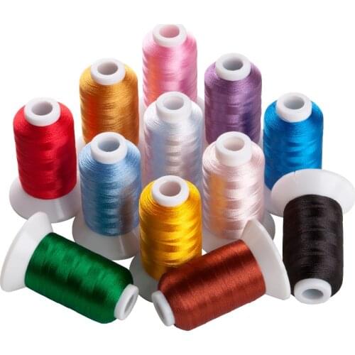 Simthread 12 BASIC Colors Embroidery Machine Thread 550Yards/spool with Type A Bobbins as Bonus