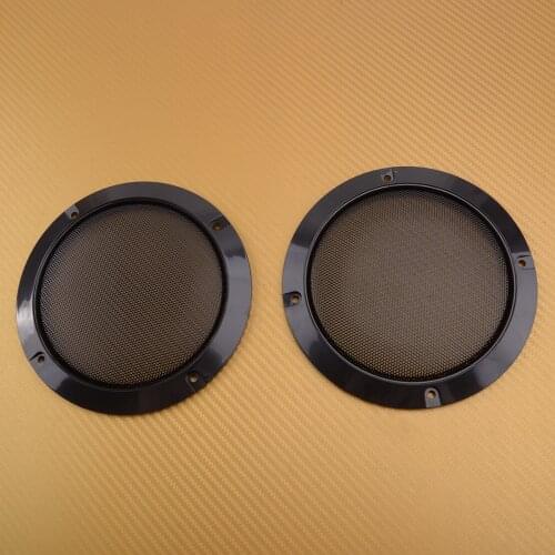 New 2Pcs/Set Car Black Circle Speakers Cover Steel Mesh Audio Subwoofer Grill Protector with Mounting Screws Universal