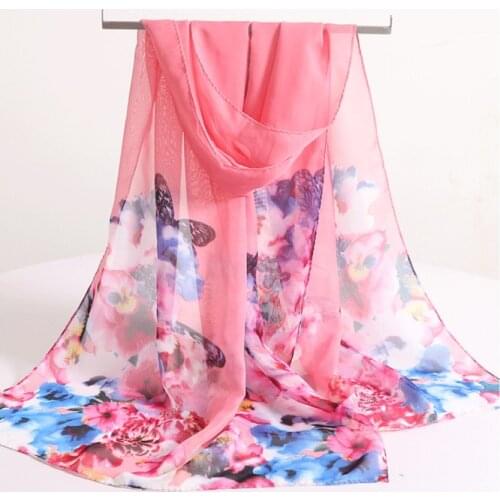 2020 NEW flower print georgette chiffon scarf silk square hijab cool shawl ladies foulard femme Scarves hair bufanda mujer
