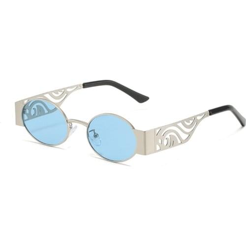 New Men and Women Metal Sunglasses High Quality Punk Oval Fashion Goggles Hollow Temples Retro Trend Combination Glasses 2021