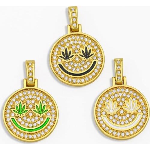 OCESRIO DIY White Stone Round Smile Pandent Supplies For Handmade Small Leaves Pendant Jewelry Making Accessories pdta148