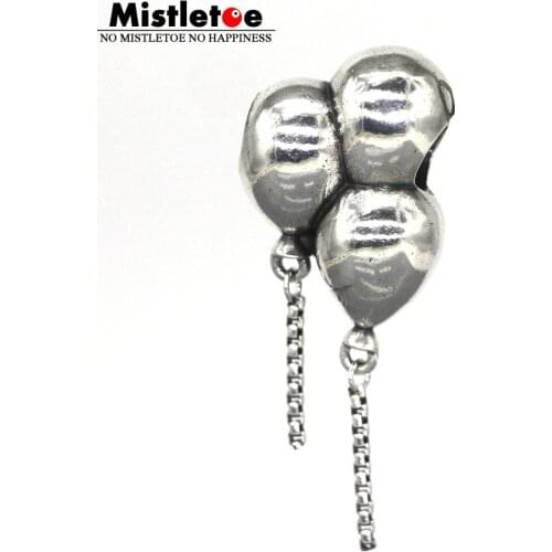 Mistletoe 925 Sterling Silver Three balloons Dangle Pendant Charm Bead European Jewelry