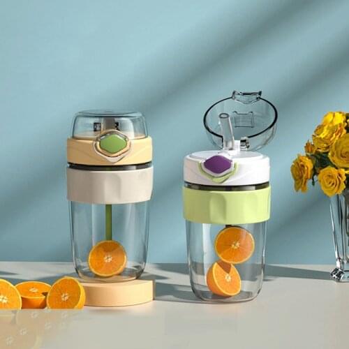 Plastic Straw Cup Tritan Healthy Material Bouncing Lid Cup Outdoor Portable Water Cup Coffee Cup Fresh and Simple Water Bottle