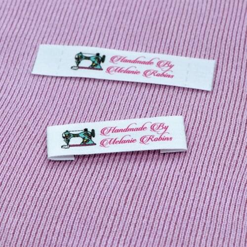 Custom Sewing label, Logo or Text - Custom Design, Personalized Brand , Sew on Cotton Fabric (FR025)