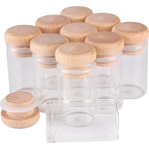 24 pieces 20ml 30*50mm Test Tubes with Wooden Caps Glass Jars Glass Vials Wishing Bolttes Wish Bottle for Wedding Crafts Gift