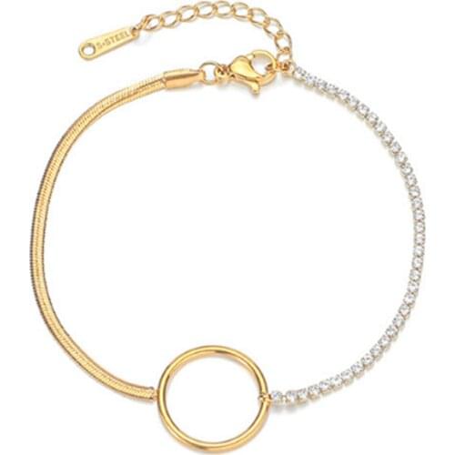 316L Stainless Steel Simple Round Claw Zircon Bracelet Fresh And Color-fast Stitching Chain Bracelet