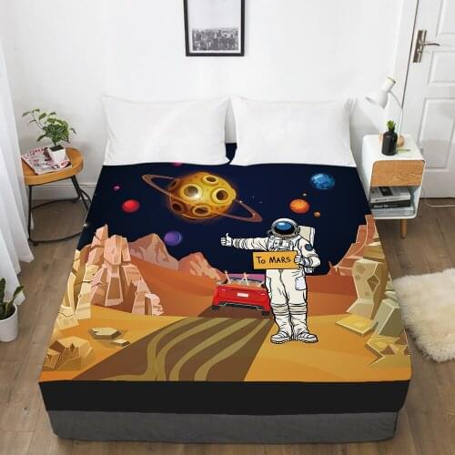 Cartoon Childrens Elastic fitted sheet bed sheet With An Elastic Band Mattress Cover Bed cover for kids baby Space golden