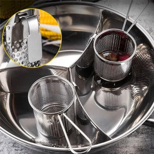 Silver Stainless Steel Hot Pot Strainer Hot Fryer Frying Pan Strainer Food Colander Noodle Dumplings Filter Kitchen Utensils