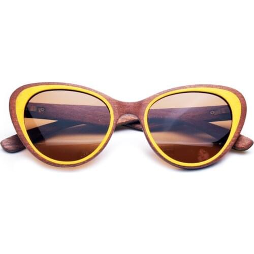2021Cat Eye Sunglasses Wood Women Men UV400 Shades Polarized Vintage Fly Eyewear Sexy Glasses Gafas NCQ009