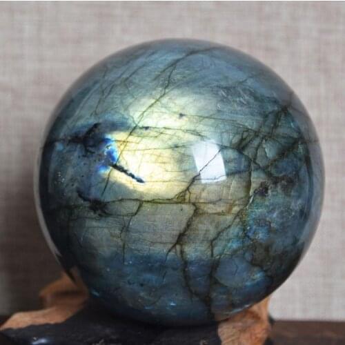 TOP!! 80mm NATURAL Labradorite Crystal sphere ball Orb Gem Stone miner