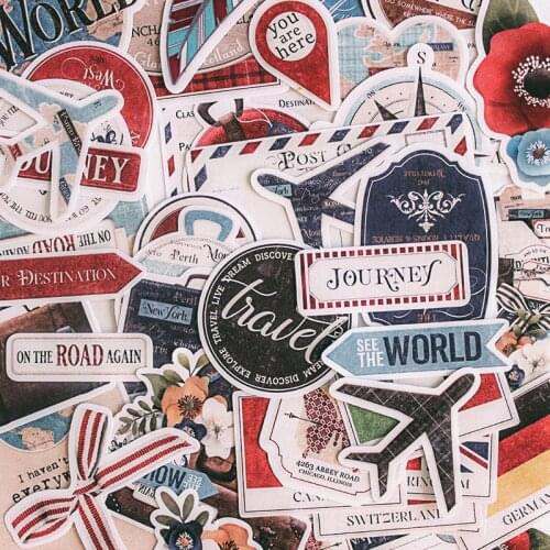 Vintage Stickers DIY Scrapbooking Airplane Travel Flag Set Series Album journal Card Happy Planner Crafts Decoration Sticker
