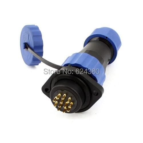 Waterproof Dustproof Aviation Connector SD20 20mm 12 Pin 12P Plastic Female Male Wire Cable Flange Plug Socket Straight IP68