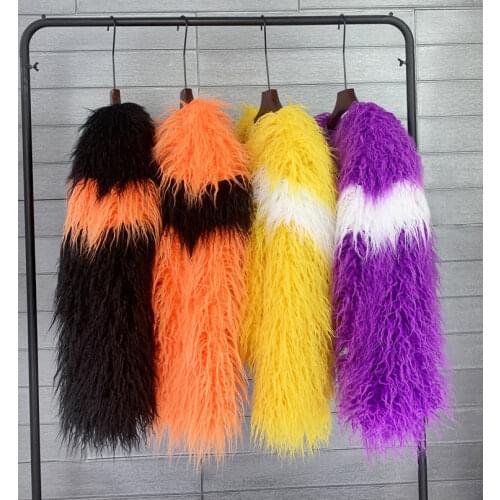 S/4Xl Women Fake Fur Outwears Long Section Mixed Color Winter Autumn Female Fake Fur Overcoat Large Size Fashion Fur Coats J3170