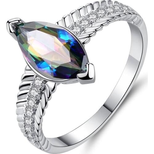 CiNily Created Rainbow Stone Zircon Silver Plated Wholesale New Sale for Women Jewelry Wedding Gift Ring Size 6-9 NJ88