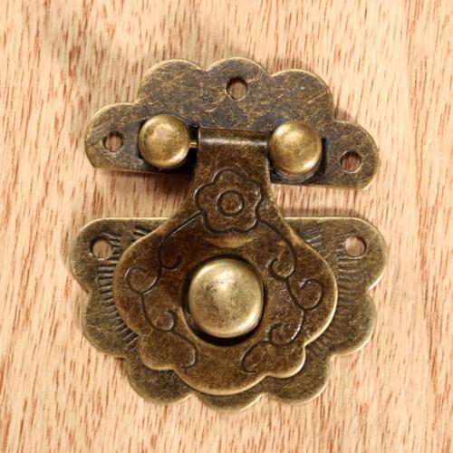 1Pc 40x36mm Antique Bronze Drawer Cabinet Lock Latch Hasp Clasp Jewelry Box Wooden Case Suitcase Decorative Buckle with Screws