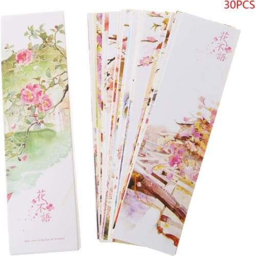 30pcs Creative Chinese Style Paper Bookmarks Painting Cards Retro Beautiful Boxed Bookmark Commemorative Gifts