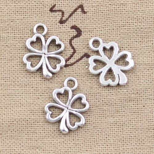 50pcs Charms Clover Flower 17x14mm Antique Pendant fit,Vintage Tibetan Bronze Silver Color finding,DIY For Bracelet Necklace