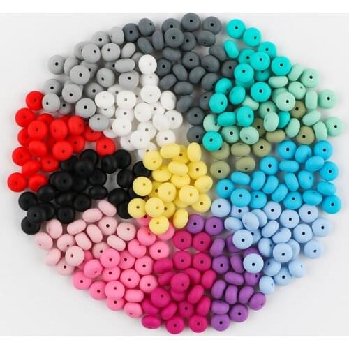Kovict 60PCS 14mm Silicone Abacus Beads Multi Color Lentil Loose Eco-Friendly Beads DIY Pacifier Chain Nursing Baby Teether Toys