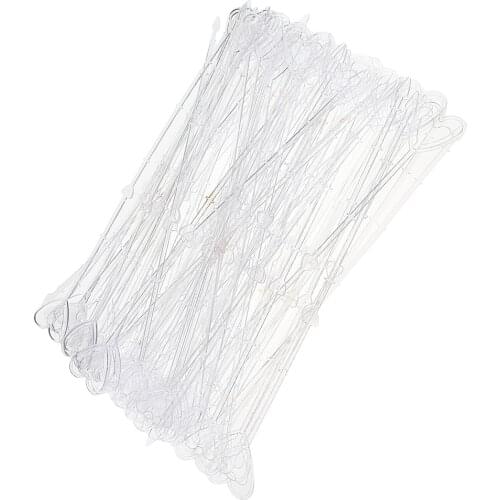 80pcs Heart Head Straight Clear Plastic Card Holder Floral Pick Party Supply