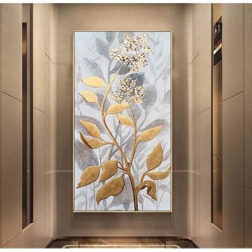 Large 5D Diy Daimond Painting Golden Plant Flowers Leaf 3D Diamond Mosaic Kit Full Rhinestone Love Embroidery Diamant N1551