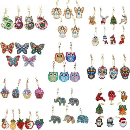 5D Diy Diamond Keychain Painting Animal Butterfly Cat Owl Christmas Gift Special Rhinestones Diamond Woman Girl Jewelry Keyring