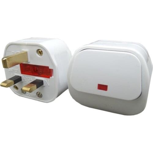 White Removable AU UK Fused Adaptor Wiring Plug Australia British Cable Connector Power Cord Convert Plug with Switch 10A 13A