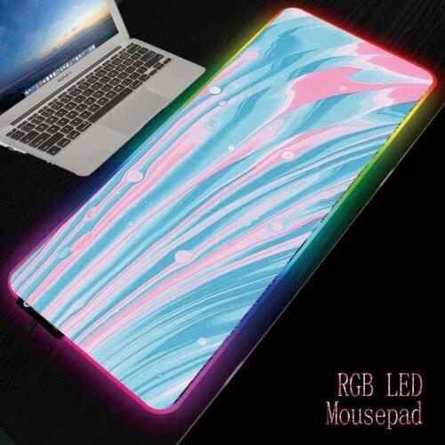 MRGBEST Colorful Marble RGB Large Gaming Mouse Pad Computer Mousepad Led Big Mouse Mat Keyboard Desk PC Mause Pad with Backlit