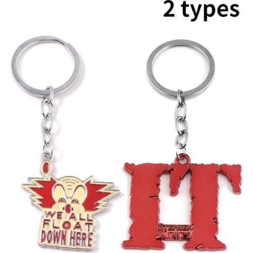 Horror Movie Trinket Key Chain Stephen Kings We all float down here enamel Key chains Jewelry Gifts for Fans Accessories