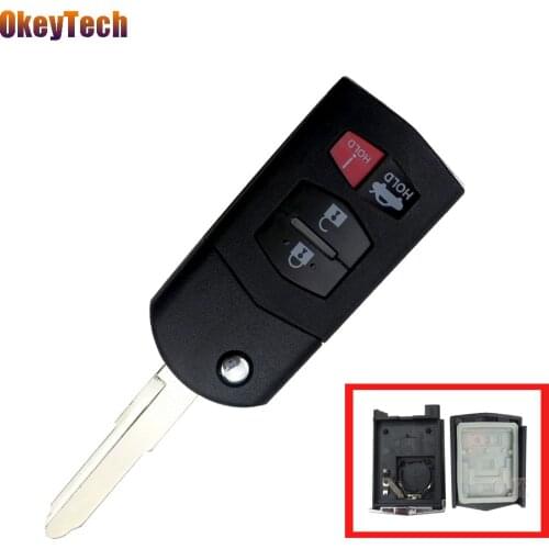 OkeyTech For Mazda Key Shell 4 Button Flip Folding Remote Cover Case Fob For Mazda 3 5 6 RX-8 MX-5 CX-5 Miata CX-7 CX-9 05-1