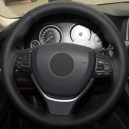 DIY Hand-stitched Leather Car Steering Wheel Cover Safe Non-Slip for BMW F10 2014 520i 528i 2013 2014 730Li 740Li 750Li