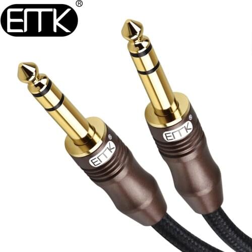 EMK Dual 6.35 Audio Cable 6.5 6.3 Guitars Cable Jack Male to Male 6.35 Stereo audio Cable 1m 3m 5m 10m 15m for Amplifier Mixer