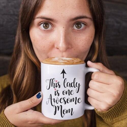 This Lady Is One Awesome Mom Mugs Wife Birthay Gift Milk Cup Your Kids'Mom Mamma Birthday Gift Tea Cups