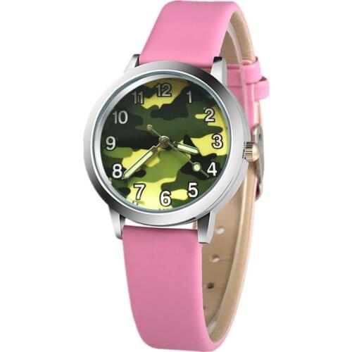 Camouflage Children Watch Quartz Wristwatch relogio For Kids Girl Boy 3D cartoon leather luminous fashion watch