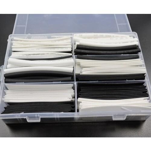 Professional 184pcs 6 Sizes Heat Shrink Tubing Kit White & Black Colors ,Transparent Plastic Box,Shrinkable Tubing 2/5/6/10/13mm