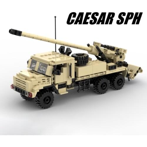 MOC Military War Series Blocks Caesar 155mm Self Propelled Gun Army Truck Model Creator Assembling brick Childrens Toys gifts