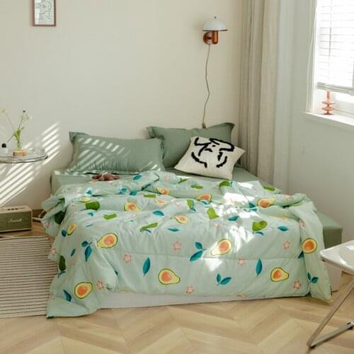 Avocado Summer Quilt green Bedspread Blanket fashion thin Comforter soft Bed Cover Twin full Queen Quilting cartoon bedclothes