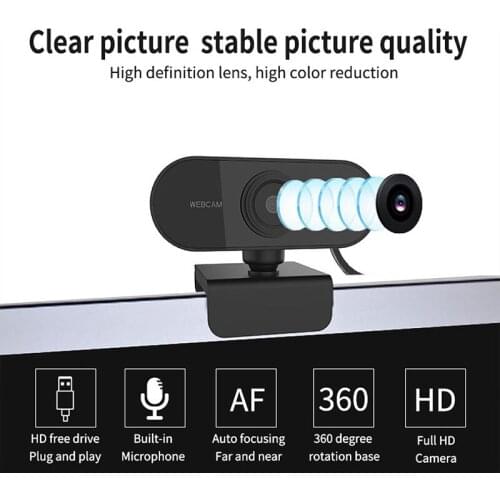Mini 1080P Webcam 2MP with Microphone, HD USB Webcam Play and Plug Desktop Laptop Smart Tv for Streaming Video Calling Confere