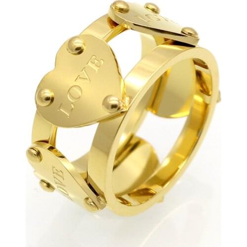 Engagement ring Fashion Luxury Love New Female Gold Five Peach Heart Ring For Women