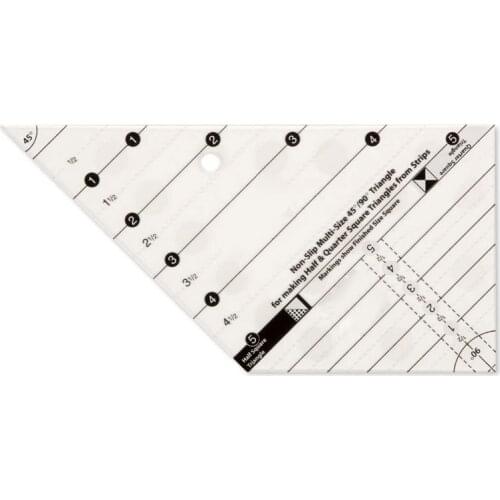 NEW ruler Non-Slip multi-size 45/90 degree for making half & quarter- square from strips #MS-05