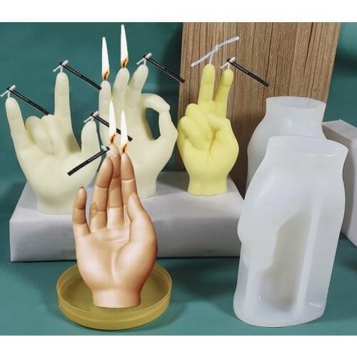 New Silicone Candle Molds Gesture Finger Mould Creative Perfume 3D Candle Making Kit for Candle Making Cake Home Decoration Gift