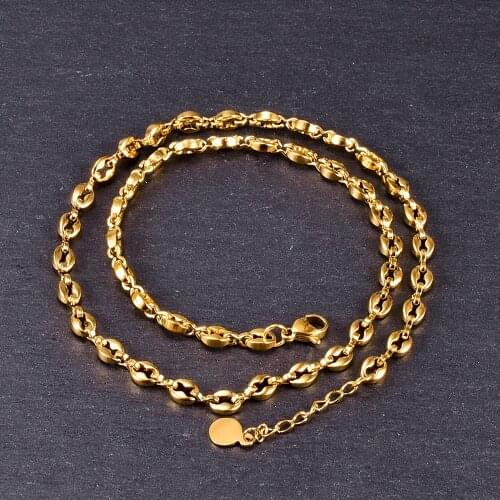 Stainless Steel Necklace for Women Men Gold Pig Nose Coffee Beans Chain Necklace Europe American Style Choker Jewelry Best Gift