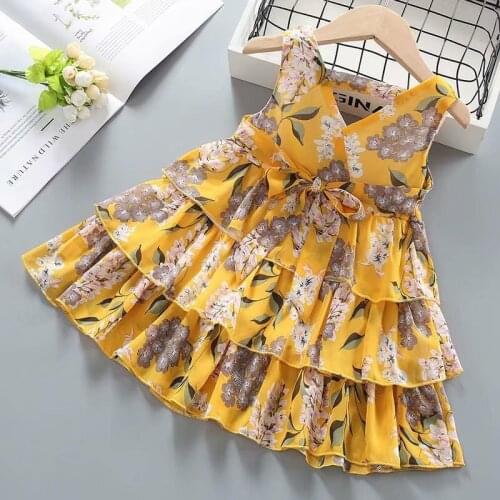 Girl Princess Dress New Summer Kid Girls Dress Floral Vestidos Sweet Children Party Suits Fashion Costume Children Clothing