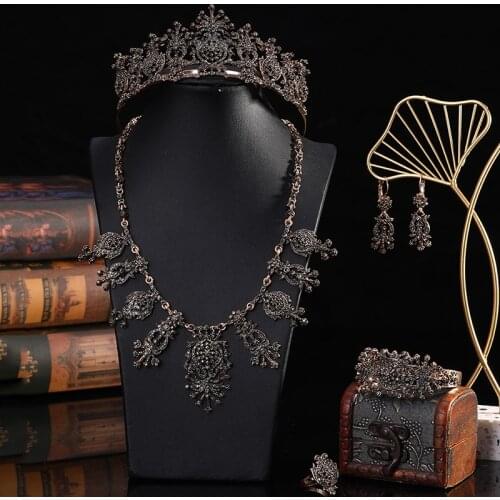 Popular Turkish Jewelry Flowery Set Chain Necklace Earring Bracelet Crown 5 Piece Set Bridal Caftan Dress Decorative Jewelry Set